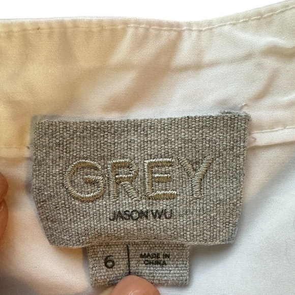 JASON WU GREY Long-Sleeve 2-in-1 Combo Poplin Top w/ Pleated Hem, Women's Size 6 - Picture 6 of 12
